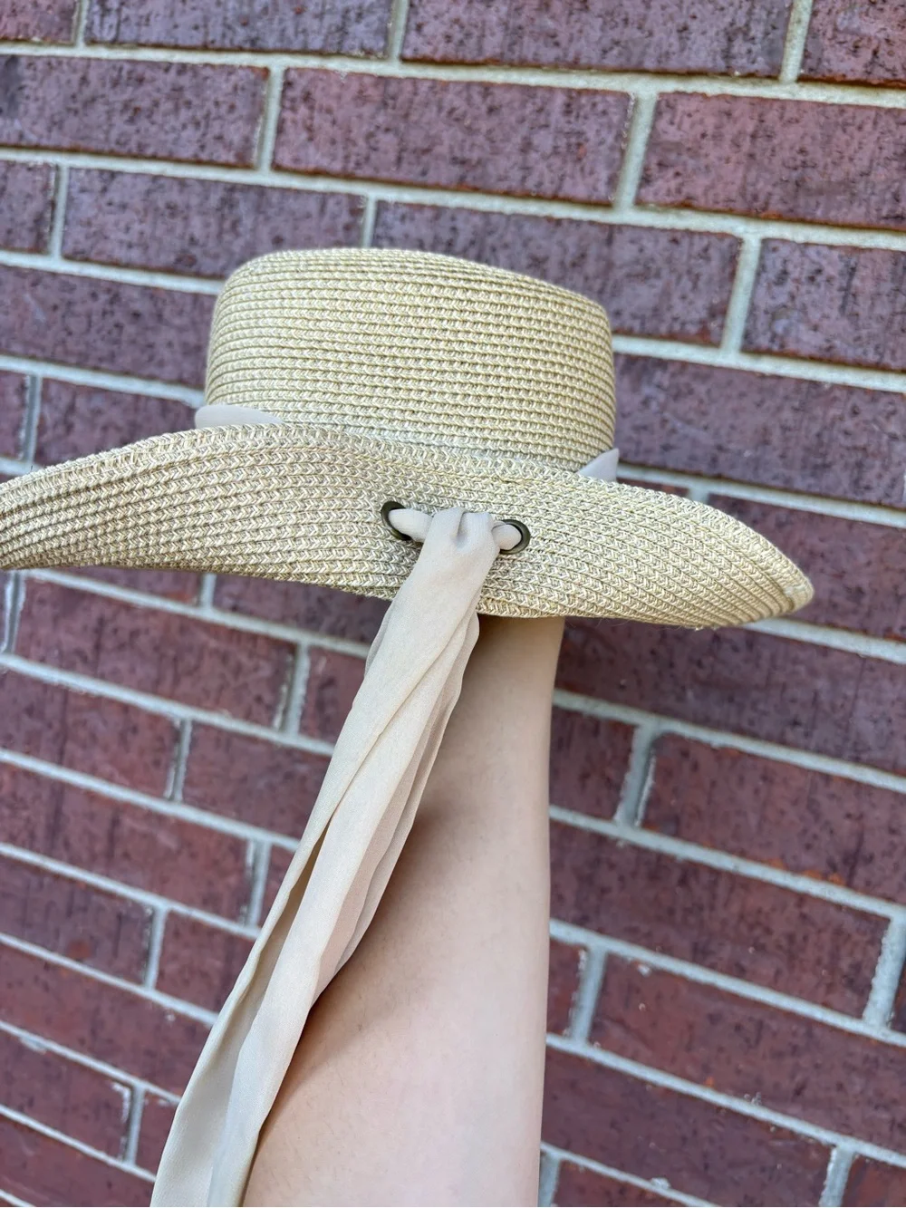 Beige Straw Sun Hat with Scarf Band by Sea & Sand